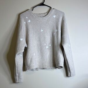 Cynthia Rowley Light Gray Heart Sweater